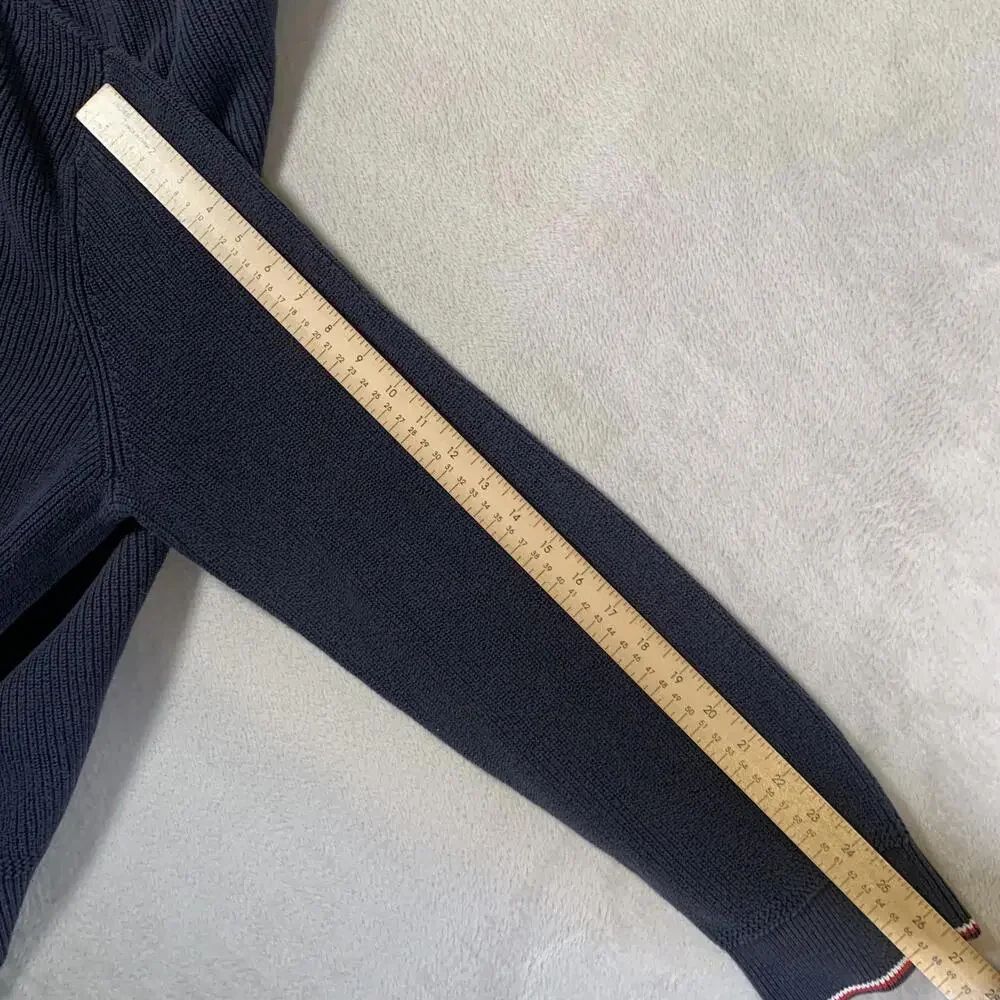 Tommy Hilfiger Sweater Mens XL Navy Blue 1/4 Zip‎ Pullover 100% Cotton Rib Knit